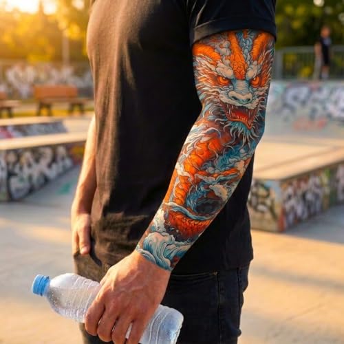 2 Pcs Dragon Tattoo Arm Sleeves (Dragon-3)