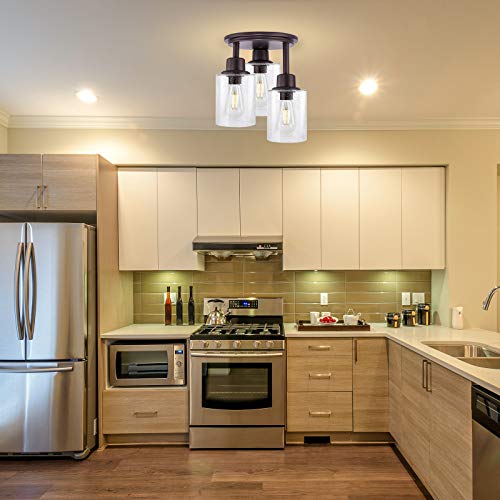 Semi Flush Mount Ceiling Light (Bronze / 9.5" X 13" (24cm X 33.8cm))