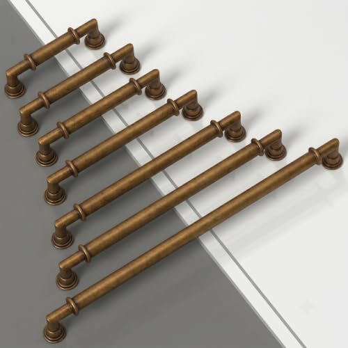 10 Pack Antique Brass Cabinet Pulls 10 Inch (10" Hole Center / Antique Brass)