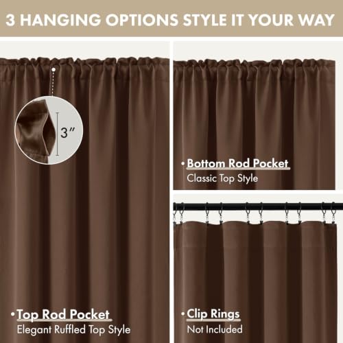 Brown Blackout Curtains 72 Inch Length for Bedroom Set of 4 Panels (Brown / 40"W x 72"L (Pack of 4))