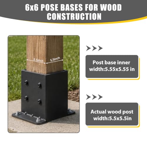 2 Pack 6x6 Post Bases Heavy Duty Brackets (6x6- 2pcs)