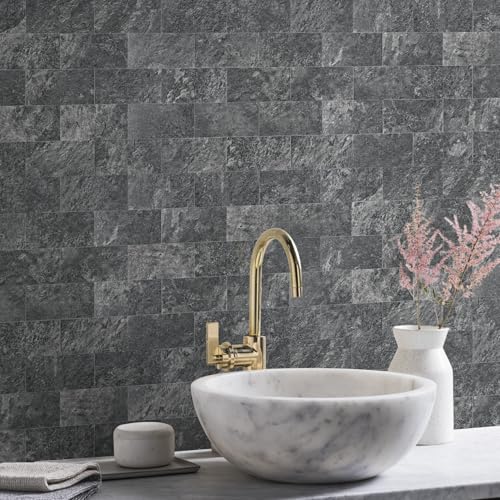 100 Pack Peel and Stick Backsplash Tile (Black Slate)