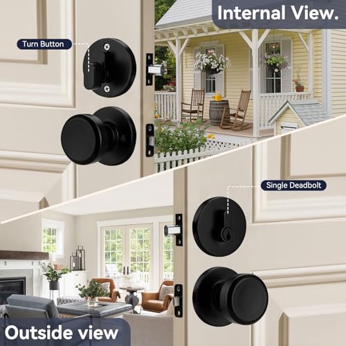 Black Door Knobs Interior with Turn Lock