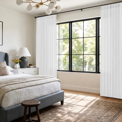 Extra Long Snow White Pinch Pleated Light Filter Curtains 120 Inches Long (Snow White / 40"W x 120"L (Pack of 2))