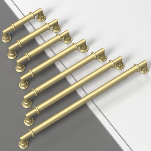 10 Pack Brushed Gold Cabinet Pulls 5 Inch (5" Hole Center / Brushed Gold)