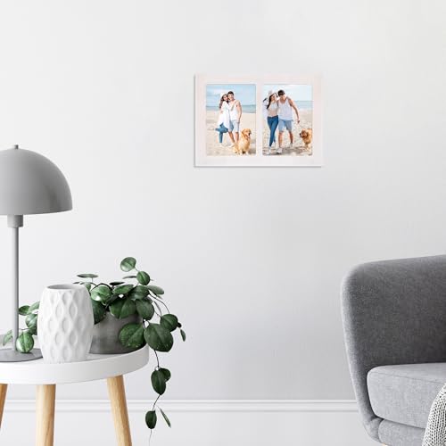 5x7 Collage Picture Frame Set of 2 (Rustic White / 8.5x11.8in (2Pack))