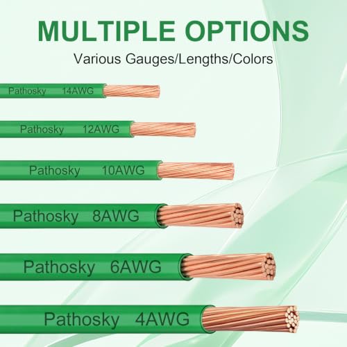THHN Wire 10 Gauge 25FT Stranded Copper Electrical Building Wire 600V with Nylon Sheath & PVC Insulation (Green / 10AWG 25FT)