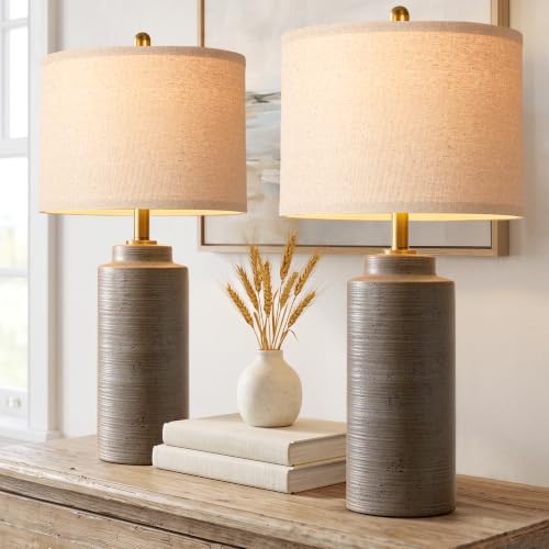 27" Vintage Ceramic Table Lamp Set of 2