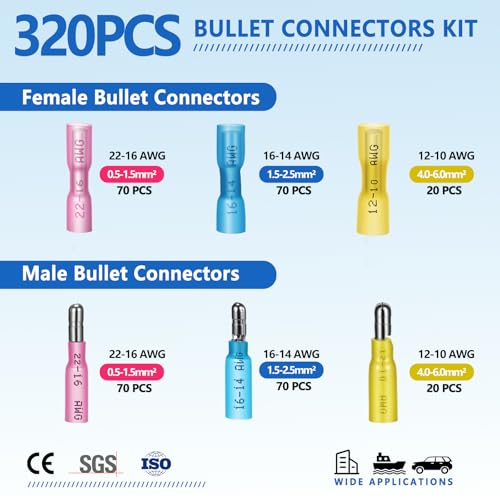 320PCS Heat Shrink Bullet Connectors Kit