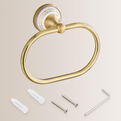 Towel Ring Wall Mounted Antique Brass Towel Holder for Bathroom (Antique Bronze Oval)