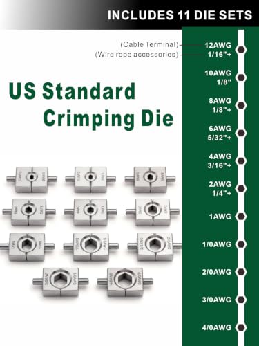 11 Pairs Hydraulic Crimper Dies Set for YQK (12-4/0 AWG DIE)