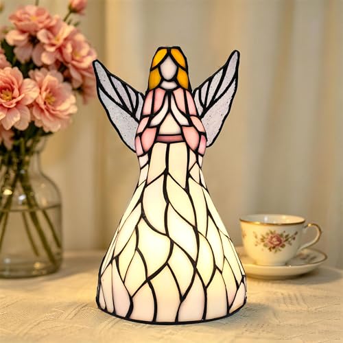 10.75” Tiffany Style Angel Figurines LED Lamp