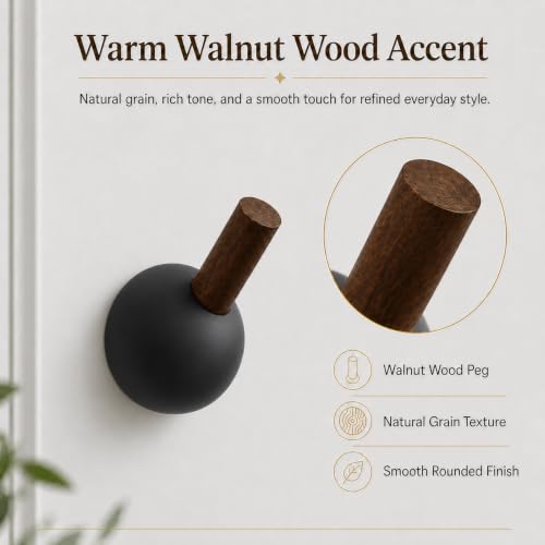 Wall Mounted Coat Hooks with Walnut Wood Peg