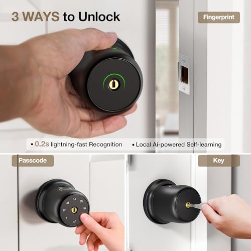 Fingerprint Door Knob Lock with Keypad Biometric Door Knob Auto
