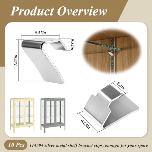 5 Pcs 114594 Metal Shelf Bracket Clips Compatible with IKEA Fabrikor Glass Door Cabinet