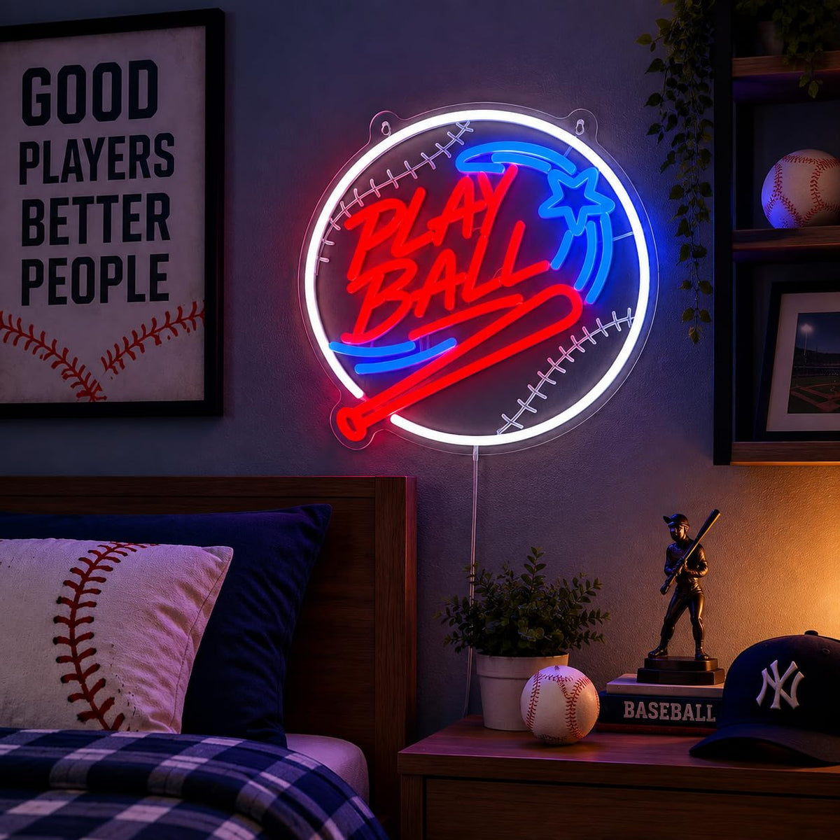 Baseball Neon Sign for Wall Decor (Baseball-white-0701)