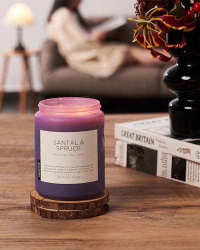 Santalspruce Scented Candle 19.4Oz Natural Soy Wax Non Toxic 110H (Large Jar / Santal Spruce)