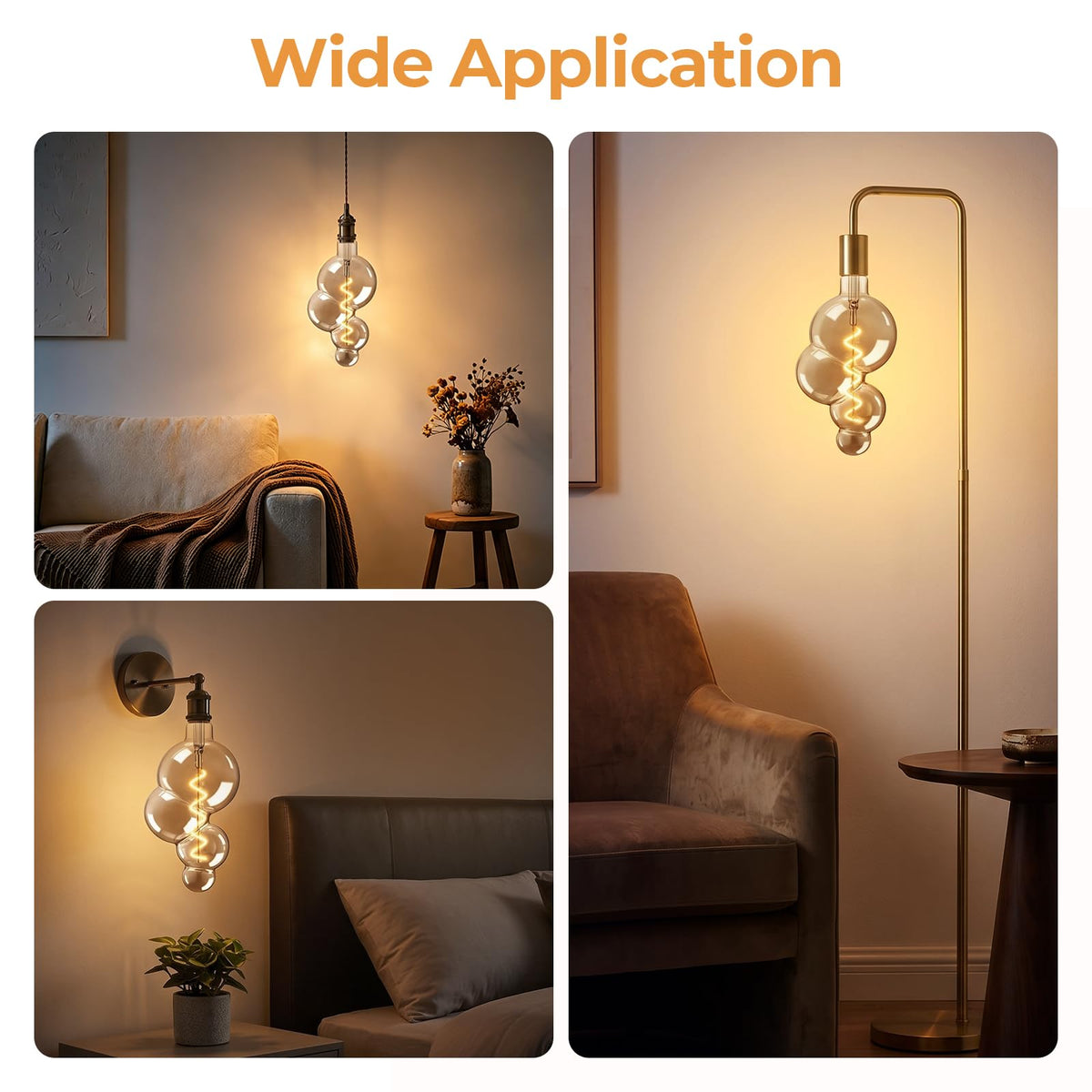 Gourd Shape Decorative LED Bulb E26 Dimmable (4w-3000k Gray Huge Bubble(dimmable))