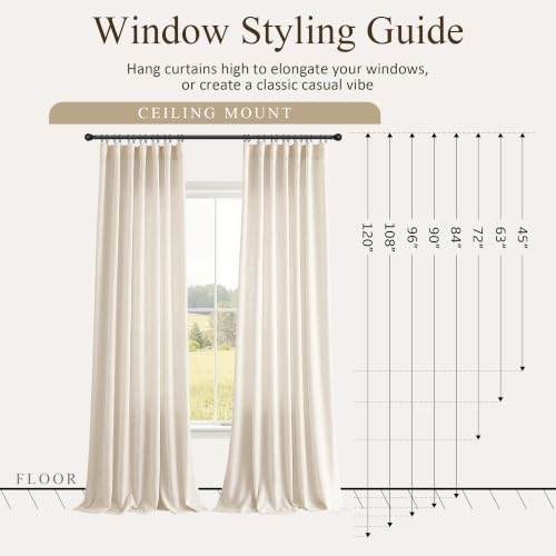 Cream Linen Curtains 102 Inches Long 2 Panels Drapes for Living Room (Linen / 50"W x 102"L (Pack of 2))