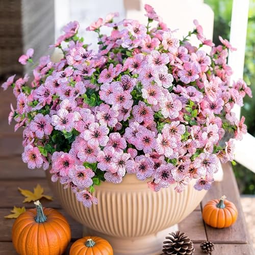 Artificial Flowers Daisy with Eucalyptus Leaves for Outdoor Indoor Garden Home Decoration 12 Bundles