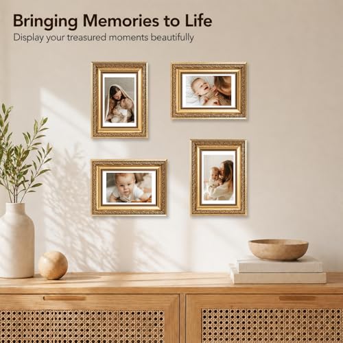 4x6 Vintage Picture Frame with 3.5x5 Mat (Gold / 4x6 inch)