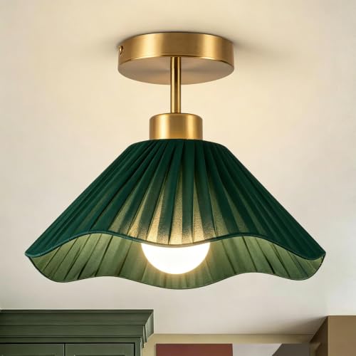 Semi Flush Mount Ceiling Light (Green lampshade)