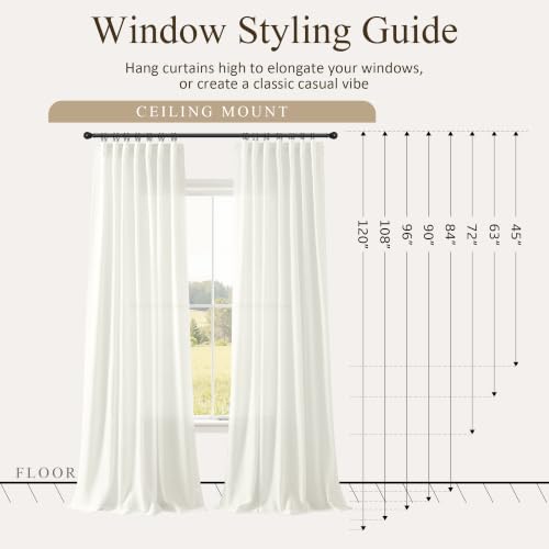 Ivory Linen Curtains 102 Inches Long 2 Panels for Living Room (Ivory / 50"W x 102"L (Pack of 2))