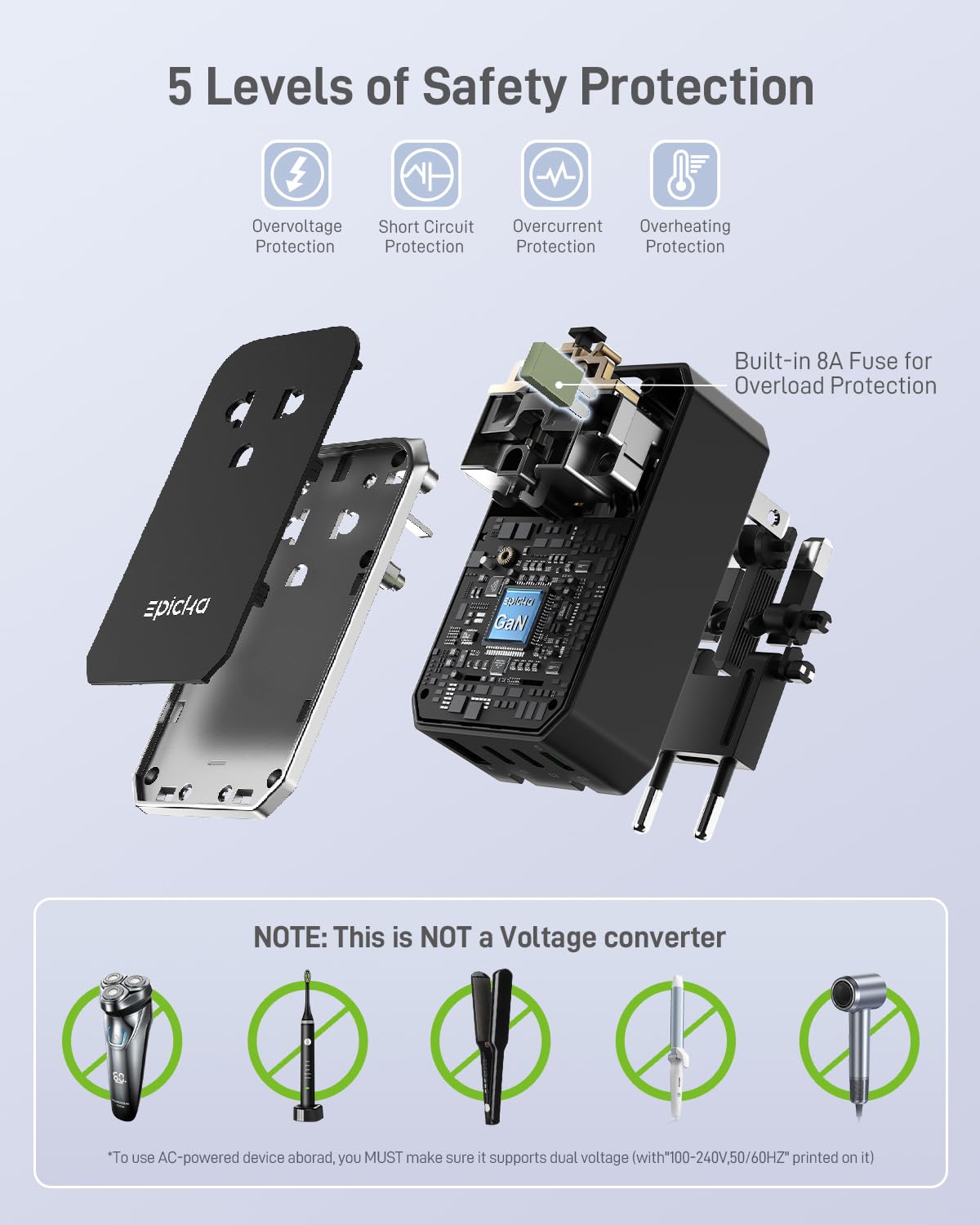 Air 40W Universal Travel Adapter PD&QC with 1AC (Black)