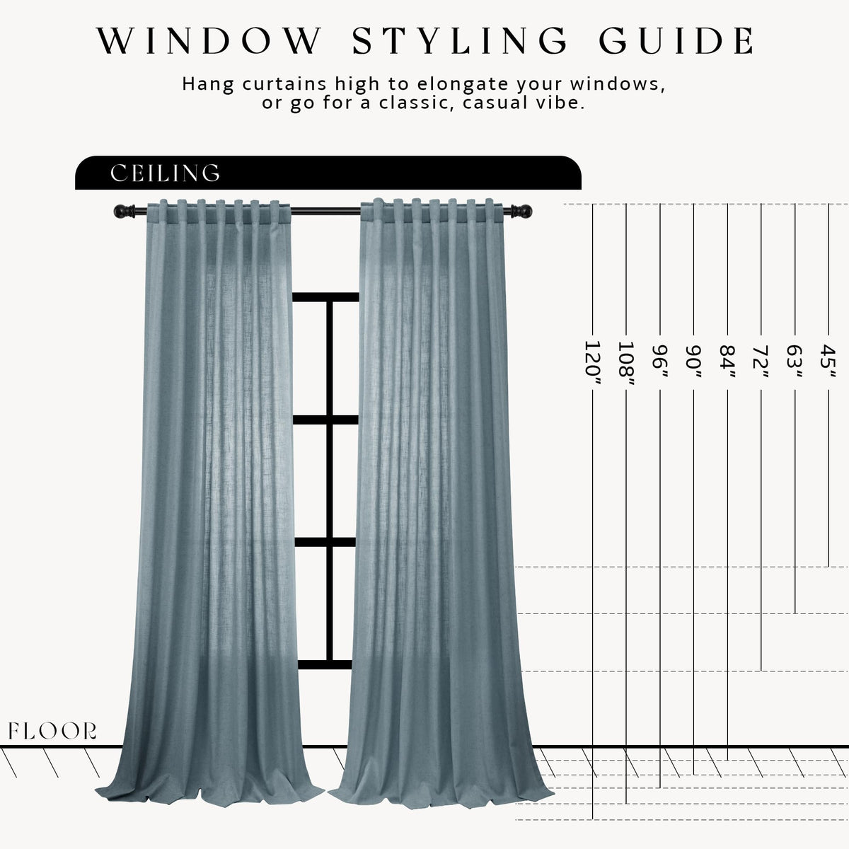 Blue Linen Curtains 72 Inches Long Drape for Living Room 2 Panels (Blue / 52"W x 72"L (Pack of 2))