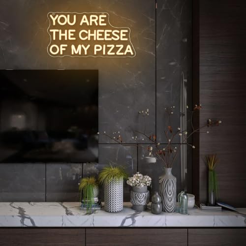 You Are The Cheese of My Pizza Neon Sign for Wall Decor Pizza Neon Light Dimmable Warm White LED Sign Letter Neon Light for Pizza Shop (You Are The Cheese Of My Pizza)