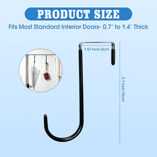 Over The Door Hooks 3 Pack Door Hanger Hooks with Rubber Liner