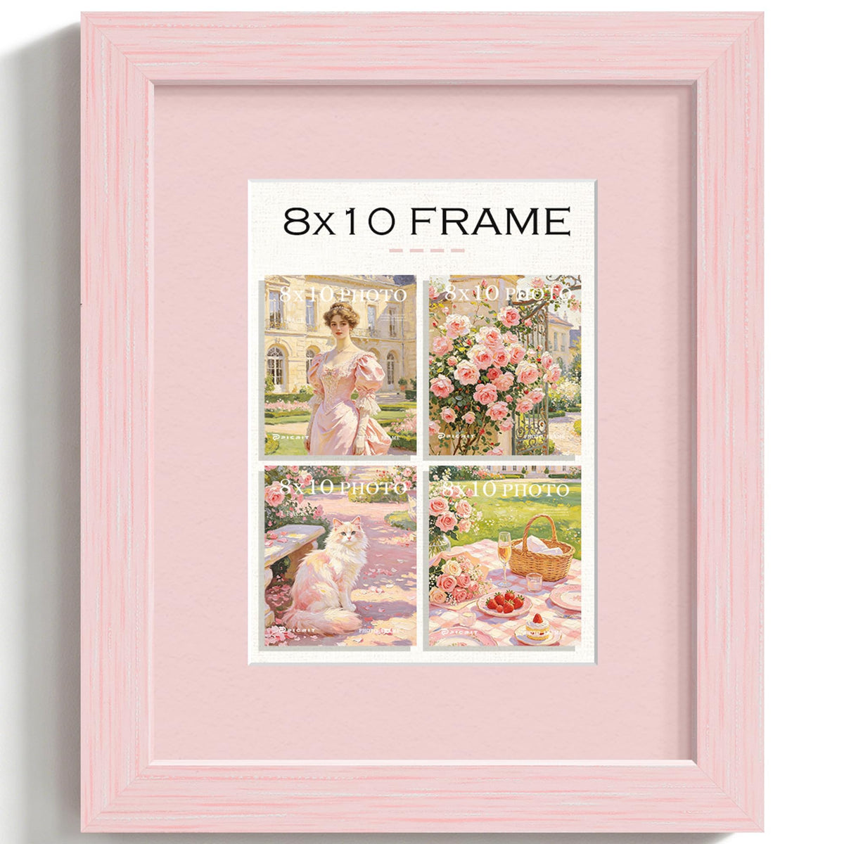 8x10 Blush Pink Wooden Picture Frame (Pink Frame Pink Mat / 8x10)