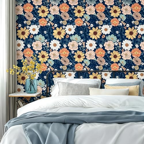 Vintage Floral Wallpaper Peel and Stick Boho Floral Contact Paper Flower Leaf Removable Self Adhesive