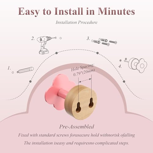 Upgreded Heavy Duty Coat Rack Wall Mount for Entryway (Pink / 2 Hooks)