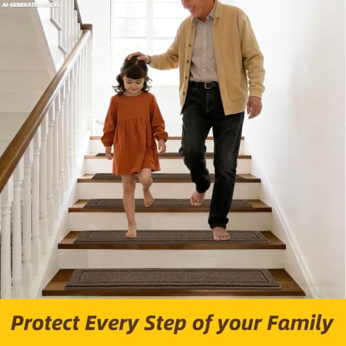 Stair Treads for Wooden Steps Indoor (30" X 8" / Brown)