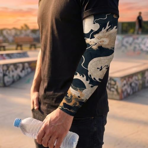 2 Pcs Clouds Dragon Tattoo Arm Sleeves (Dragon 3)