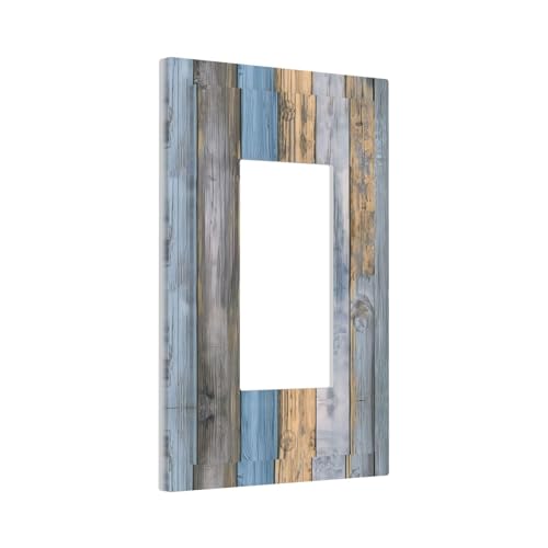 Rustic Grey Teal Wood Light Switch Cover Decorative Gray Blue Wooden Duplex Outlet Covers Wall Plate Switch Plate Covers Electrical Outlets Faceplate for Kitchen Bathroom Bedroom 5" x 3"