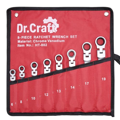 Dr.Craft 8 Piece Ratcheting Wrench Set Metric SAE CR