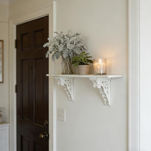 Corbels for Shelves Wood Corbels Decorative Set of 2 (White)