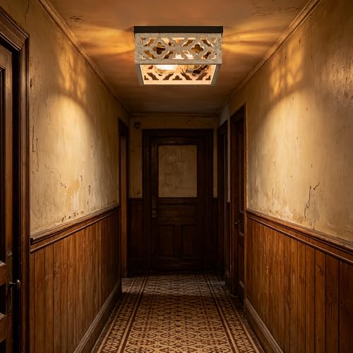 Farmhouse Flush Mount Ceiling Lights (Distressed White(10.5"Flush Mount))