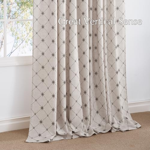 Taupe Semi Sheer Curtains 102 inches Long Linen Blend (Diamond-taupe / 52"W x 102"L (Pack of 2))
