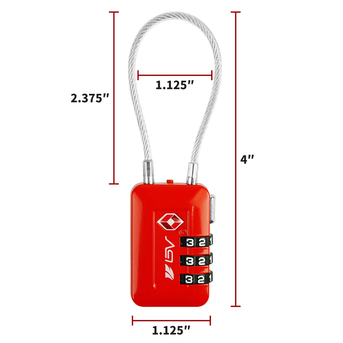 Luggage Locks TSA Accepted (Red 4-Pack)