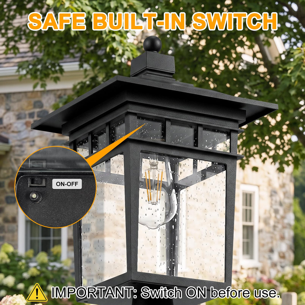 Solar Post Lights Outdoor (Black / 17-Inch-1 Pack-Solar Powered)