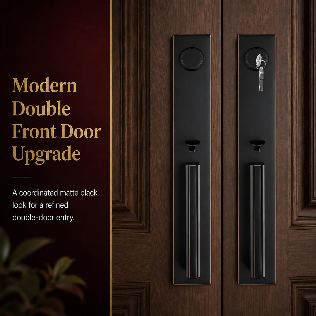 Aged Bronze Front Door Handle Set with Deadbolt (Aged Bronze)
