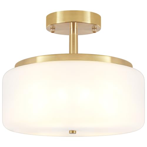 11.81" Modern Close to Ceiling Light Fixtures Industrial Glass Ceiling Lamp