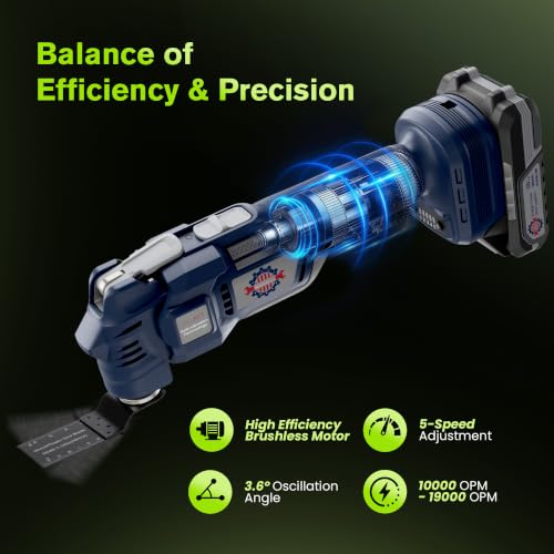 Oscillating Multi Tool Kit with LED Light and Quick Blade Change