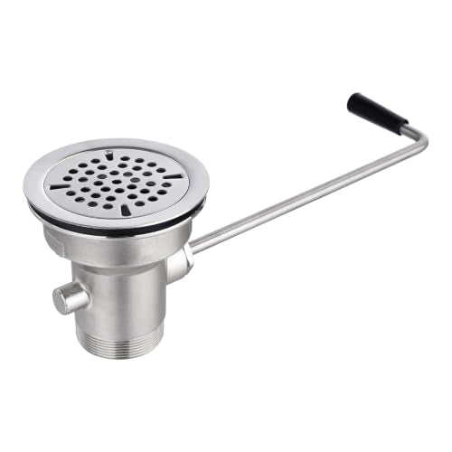 3-1/2" Commercial Sink Drain with Twist Handle, Brass Waste Drain Valve Stopper, Anti-Clog & Leakproof Design for Restaurant 1/2/3 Compartment Sink