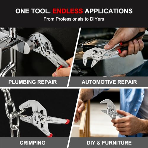 7/10/12-Inch Pliers Wrench, CR-V Adjustable Wrench, Smooth Parallel Jaws, Groove Lock, Non-Slip Handle, with Storage Bag for home, Plumbing, Faucet, Pipe & Home Repair