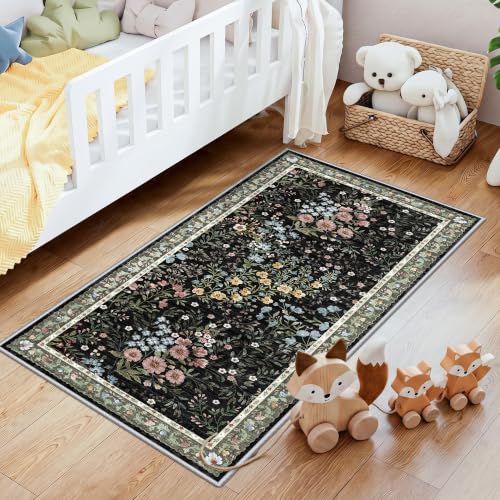 Washable Kitchen Runner Rug 2x4 (Black / 2x4)