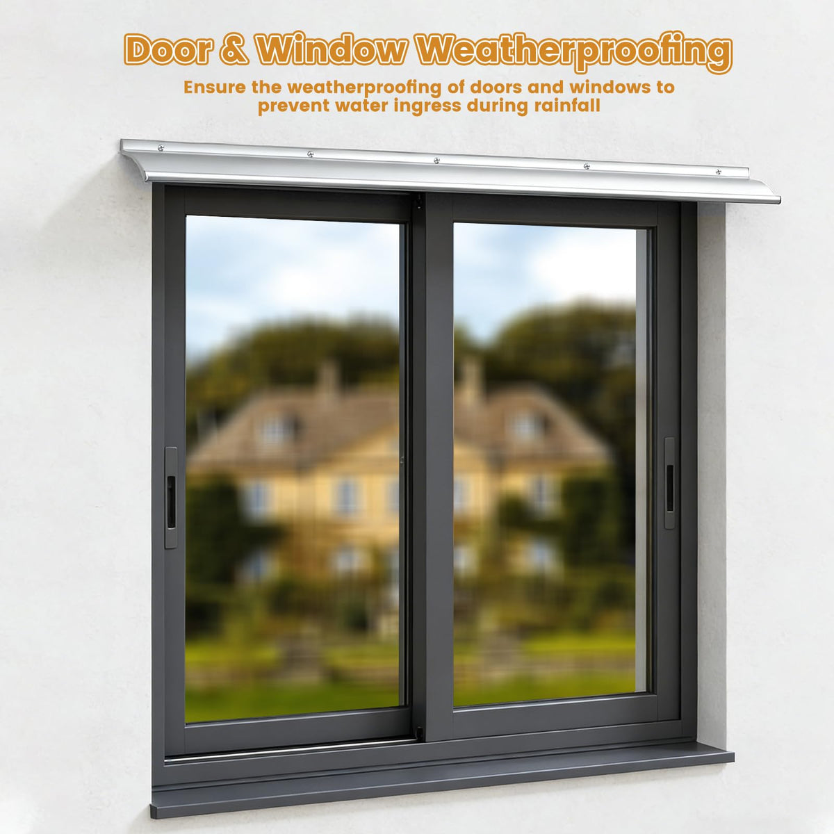 4" Extra Wide Door Rain Drip Guard (Silver / 40"L)